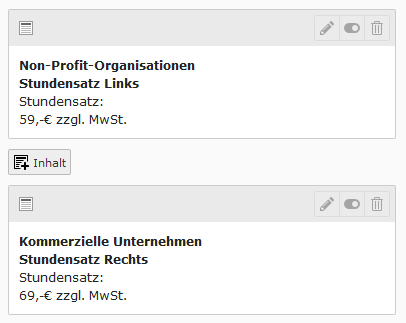 TYPO3 Inhaltselement - Preise