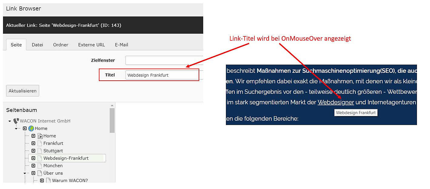 Mit TYPO3 einem Link einen Titel geben