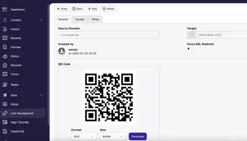 Screenshot vom QR-Code Modul