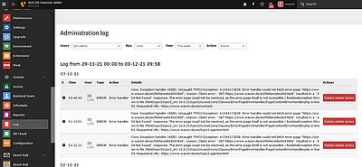 Log messages in the TYPO3 backend