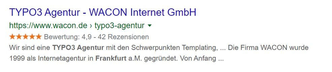 Sterne in SERPs
