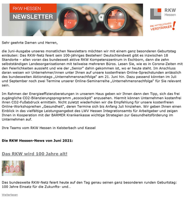 TYPO3 Newsletter rkw-hessen.de