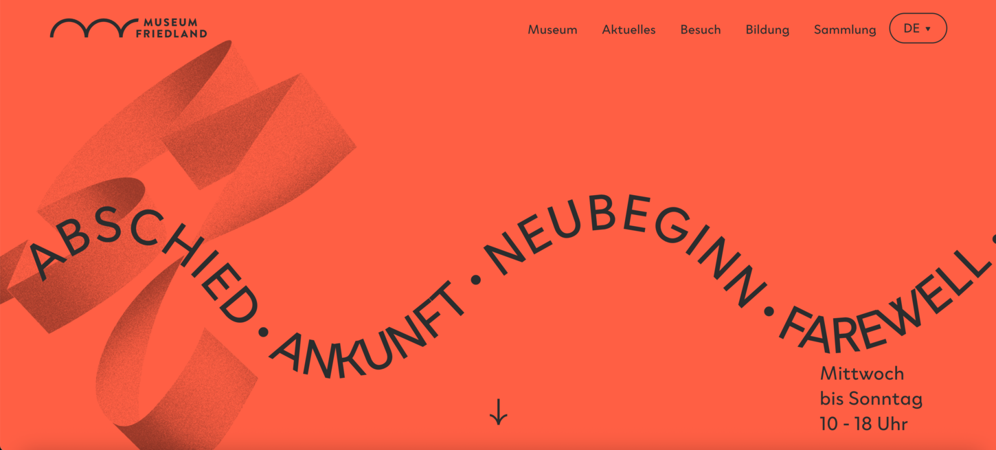 Screenshot der Website Museum Friedland