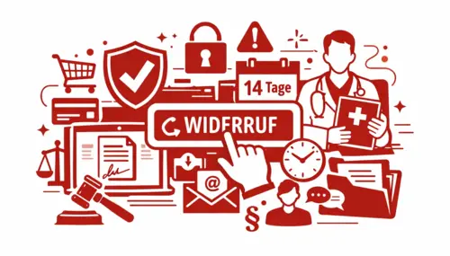 Illustration mit Text Widerruf