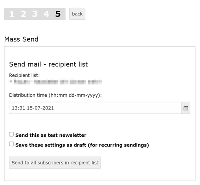 Step 5: Set recipient lists and start sending