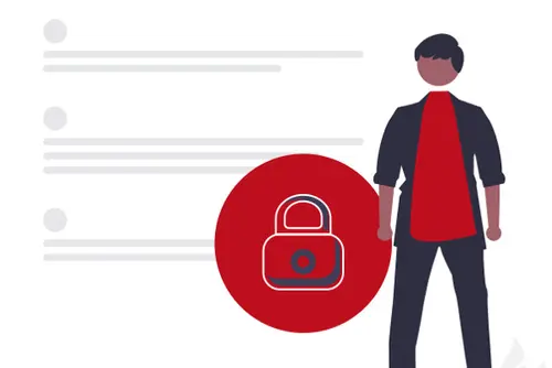 Person mit Schloss als Illustration