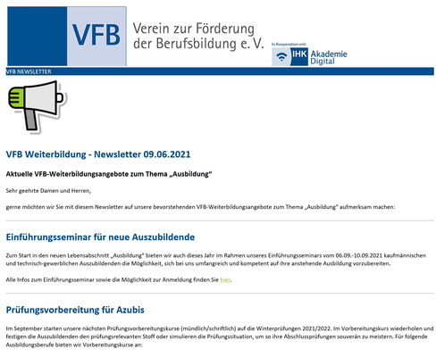 TYPO3 Newsletter vfb-weiterbildung.de
