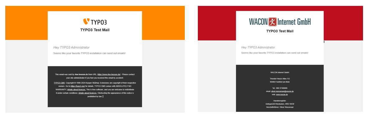 Systemmail anpassen vorher / nachher