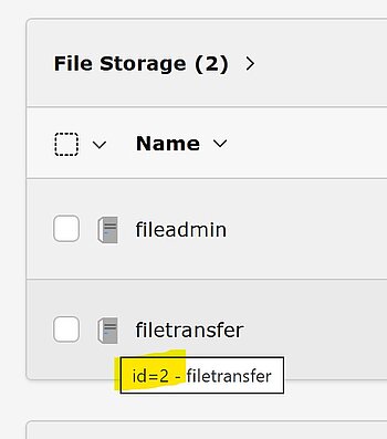 ID des Filestorage finden