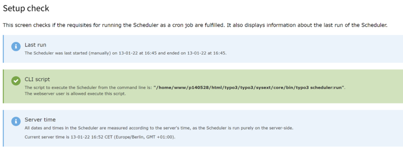 TYPO3 Scheduler check setup