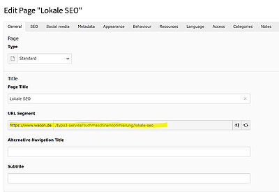 URL Segment in TYPO3