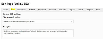 Title und Description in TYPO3