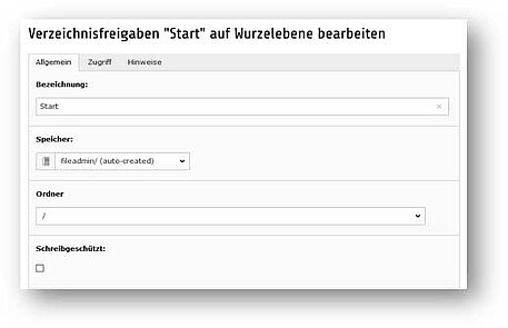 Freigaben und Arbeitsumgebungen Verzeichnisfreigabe