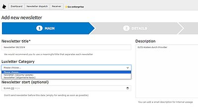 Screenshot 1. Schritt Luxletterversand