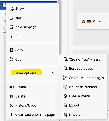 More Options im Kontextmenü