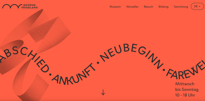 Screenshot der Website Museum Friedland