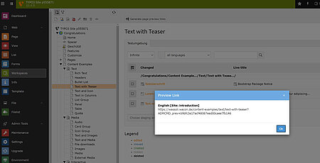 Preview-Link TYPO3 Workspaces