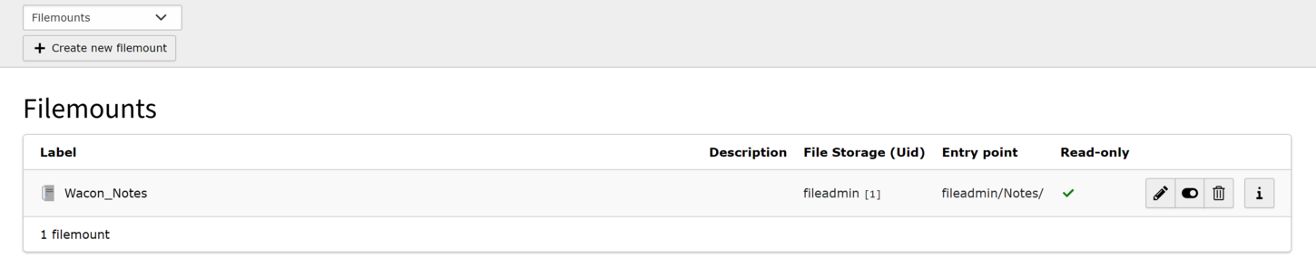 Das Filemounts Modul im TYPO3 Backend