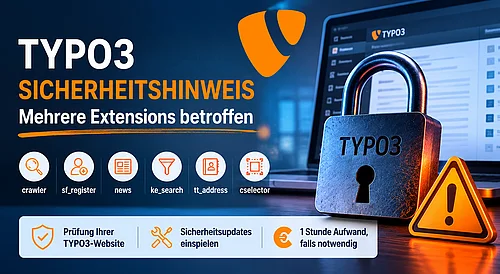 Schloss mit Text TYPO3 Sicherheitshinweis