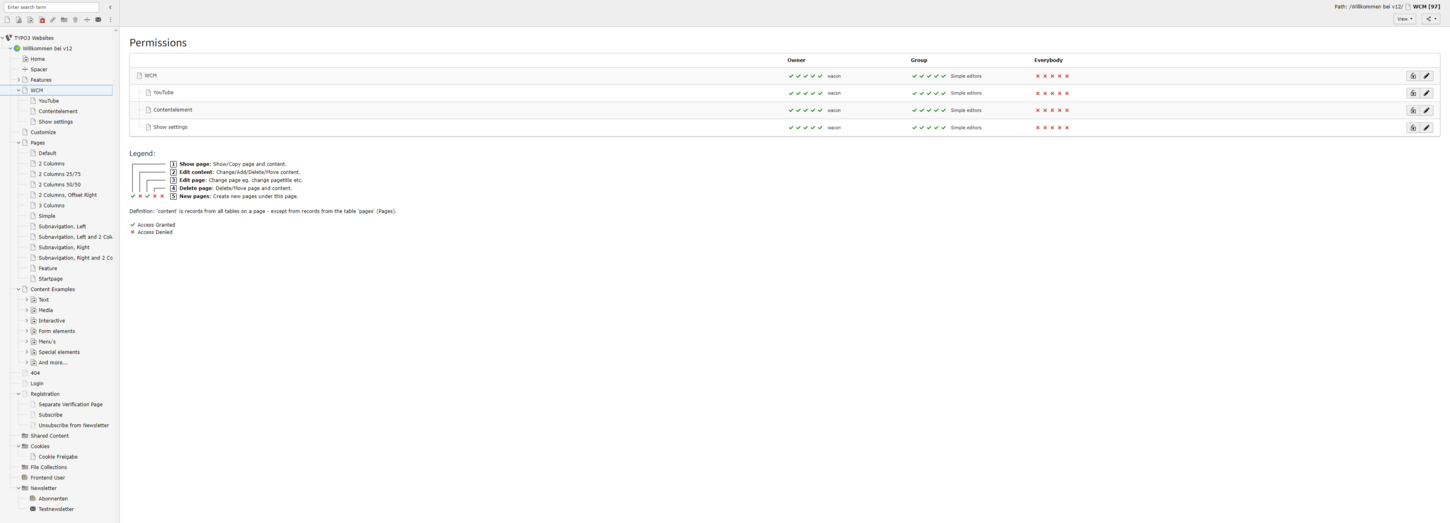 Das Access Modul im TYPO3 Backend