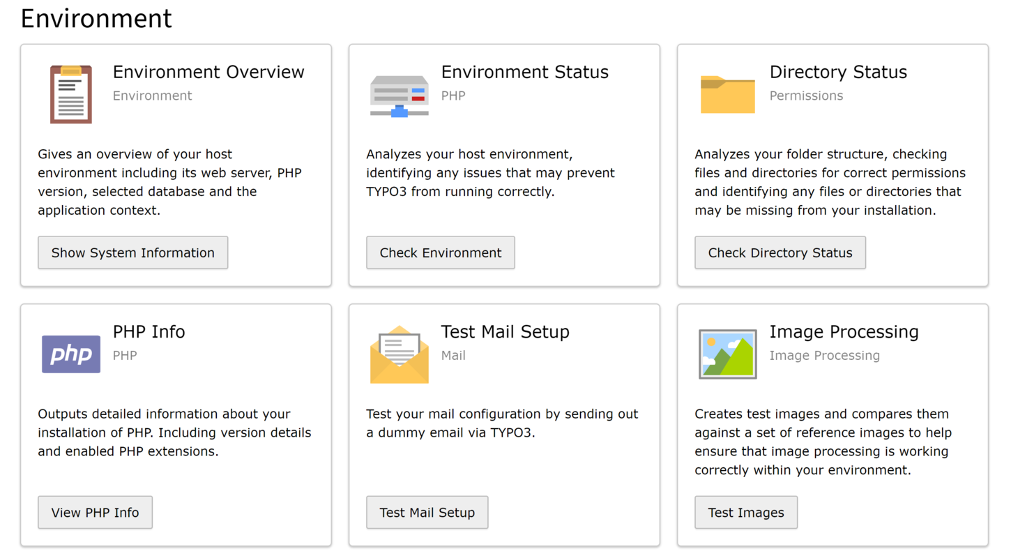 Das Environment-Modul im TYPO3 Backend
