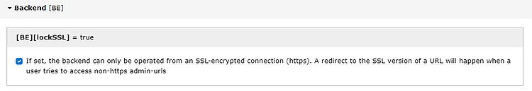Mit [BE][lockSSL] die Benutzung des TYPO3 Backends erzwingen