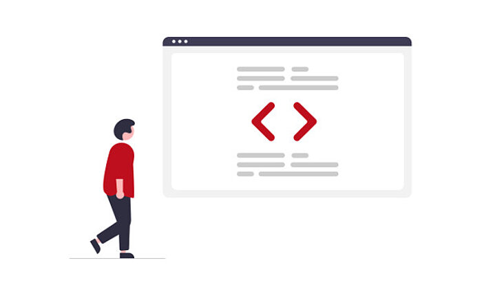 Mann schaut auf HTML-Code