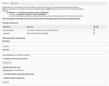 Definieren von Synonymen für SOLRmit TYPO3