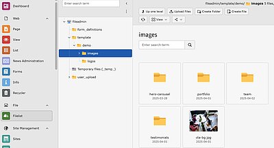 Ansicht Filelist im TYPO3 Backend