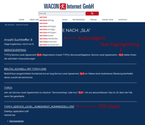 SOLR-Beispielsuchergebnis mit TYPO3