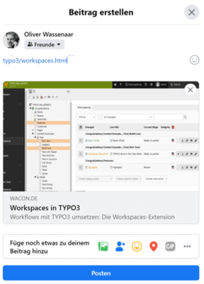 Darstellung eines Seitenlinks auf Facebook