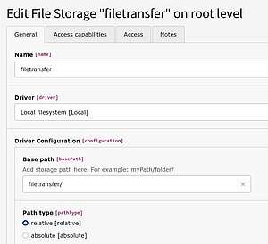 Screenshot Filestorage in TYPO3