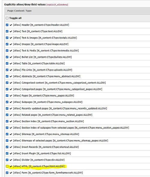 HTML-Code für Backendbenutzer untersagen