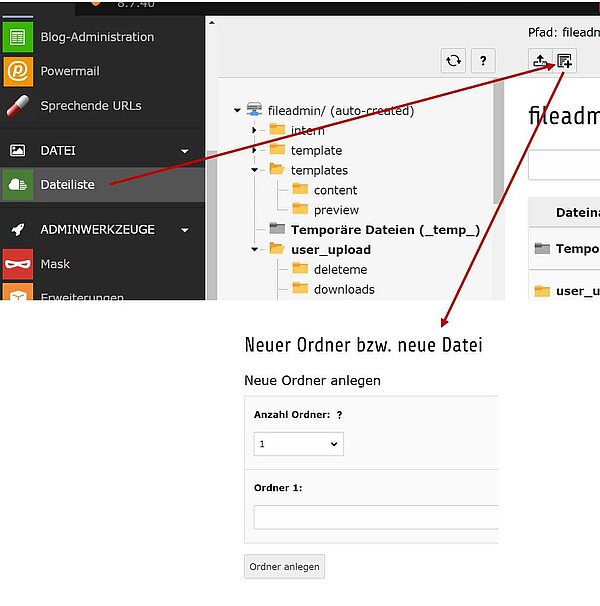 Verzeichnisstruktur im TYPO3-Backend anlegen