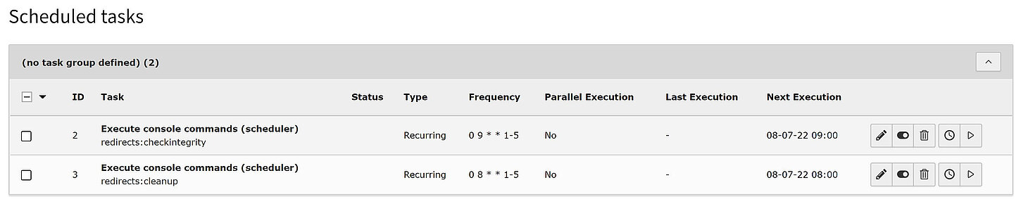 TYPO3 Weiterleitungen mit dem scheduler