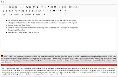 Übersetzung eines Inhaltselement