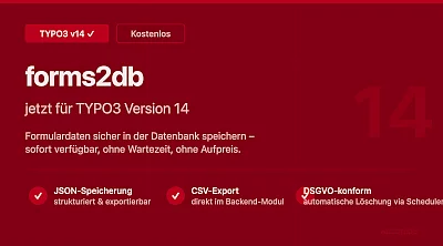 Illustration mit forms2db als Text auf rotem Hintergrund