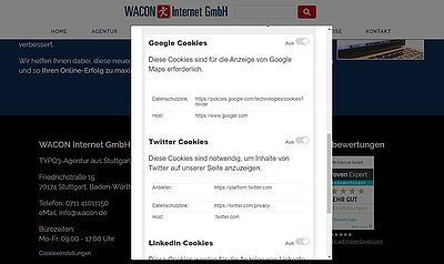 Einstellungen & Informationen zu den einzelnen Cookies