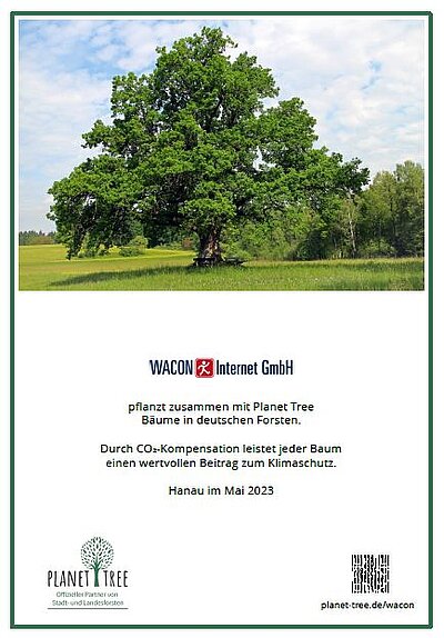 Partnerzertifikat WACON PlanetTree