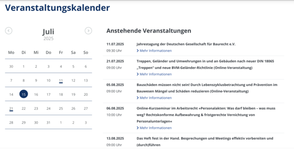 Events-Darstellung vorher
