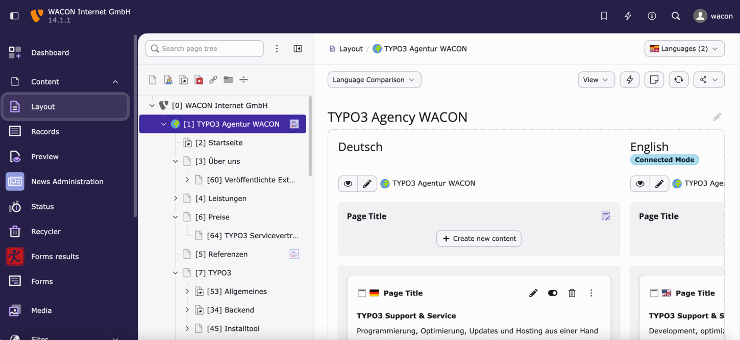 Screenshot Seitenbaum