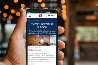 Smartphone zeigt WACON-Seite an