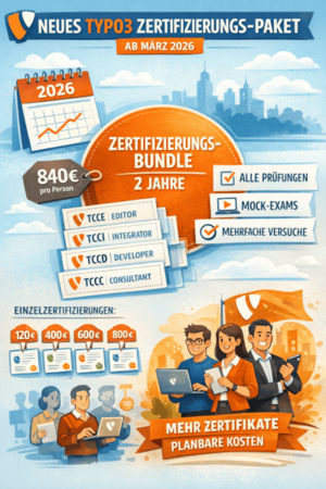 Illustration neues Zertifizierungsmodell TYPO3